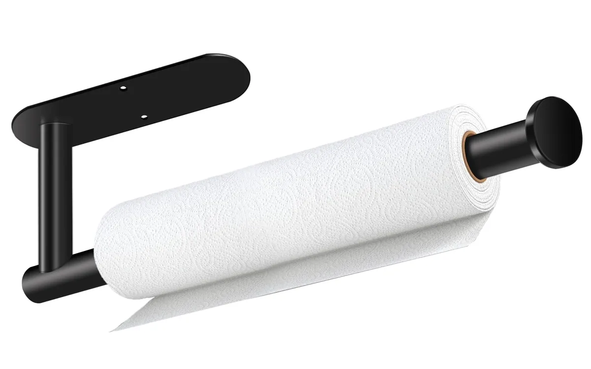  Black Paper Towel Holder Self Adhesive Under Cabinet — product photo