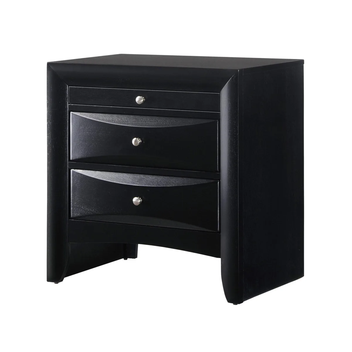 tuphen tuphen Contemporary 2 Drawer Nightstand Black Finish 25.6" X 17" X 25.4"H — product photo