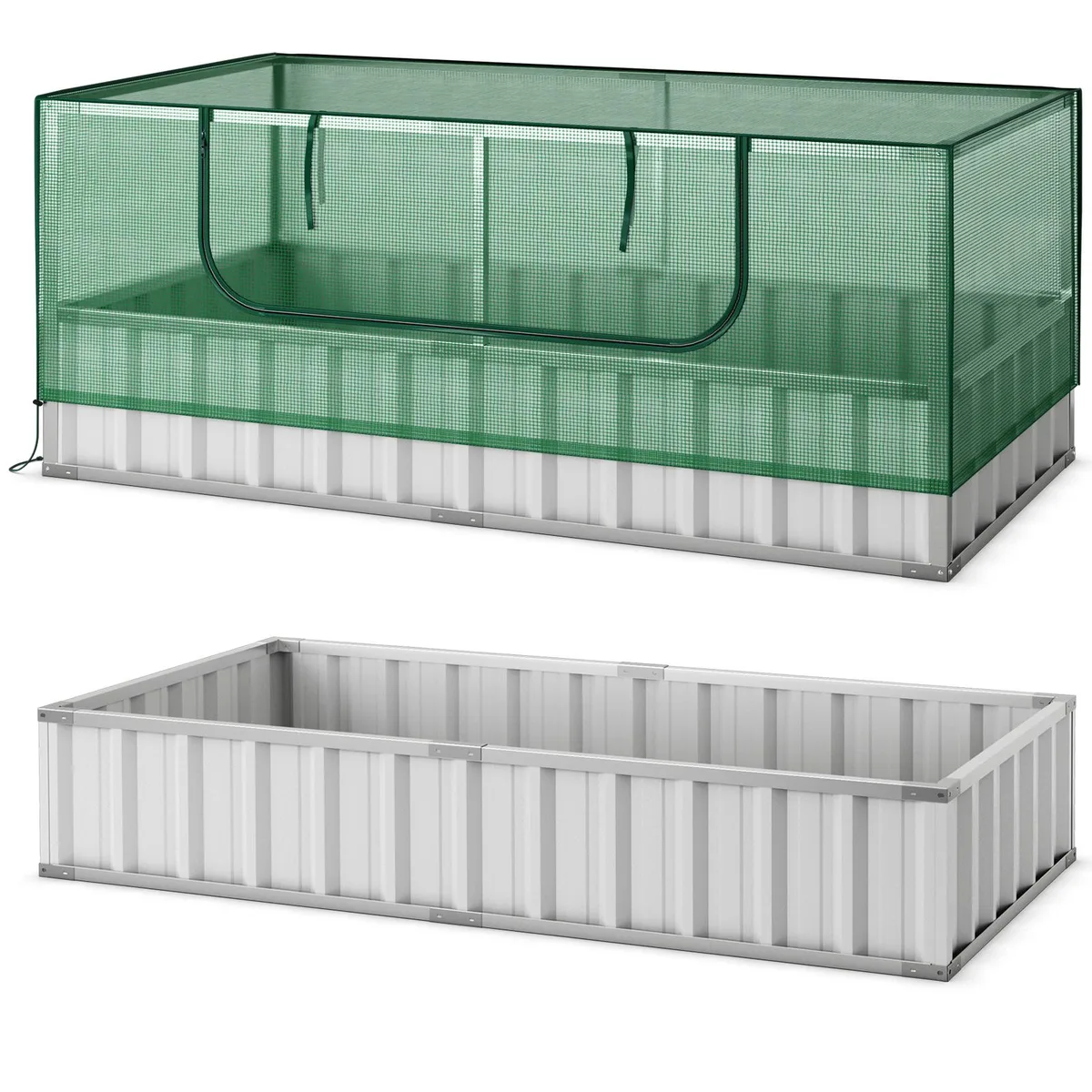 SlickBlue SlickBlue Galvanized Raised Garden Bed Greenhouse 69x36x12in 16.5CuFt Green — product photo