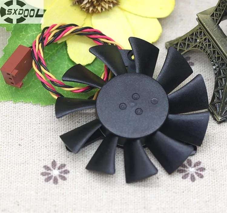 SXDOOL SXDOOL MGT6012YR-O15 graphics card fan 42mm hole distance 55mm blade 0.37A 3-pin — product photo