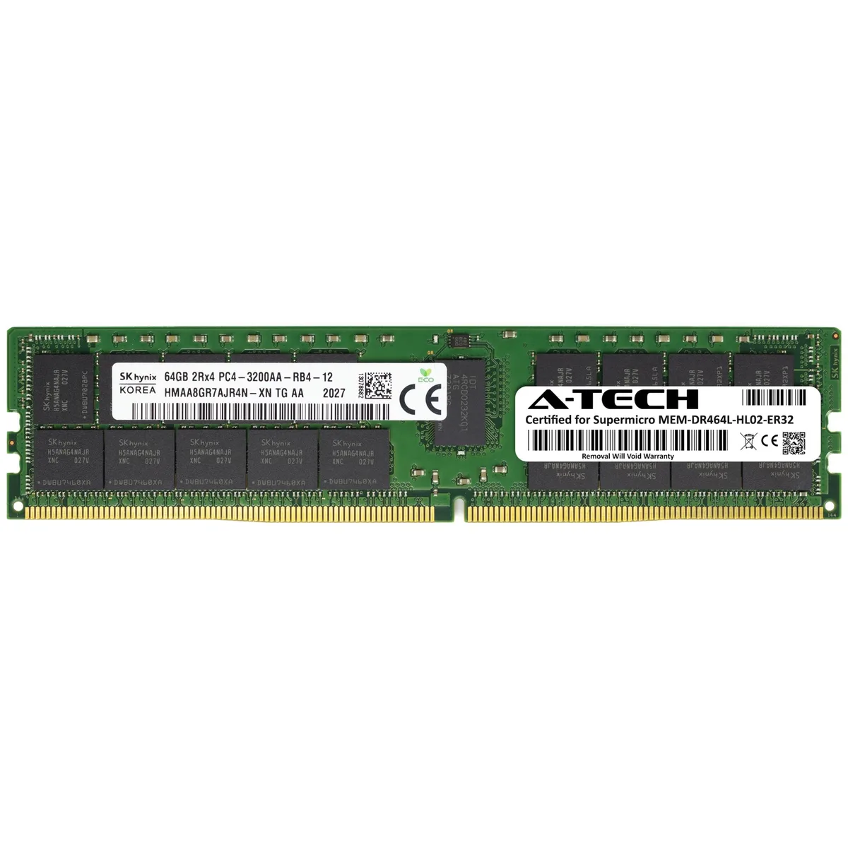 A-Tech A-Tech Supermicro Certified 64GB DDR4 3200 ECC RDIMM 2Rx4 server RAM — product photo