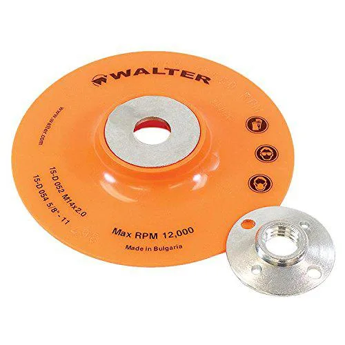 Orange 5 inch backing pad with round hole fastening and clamping nut