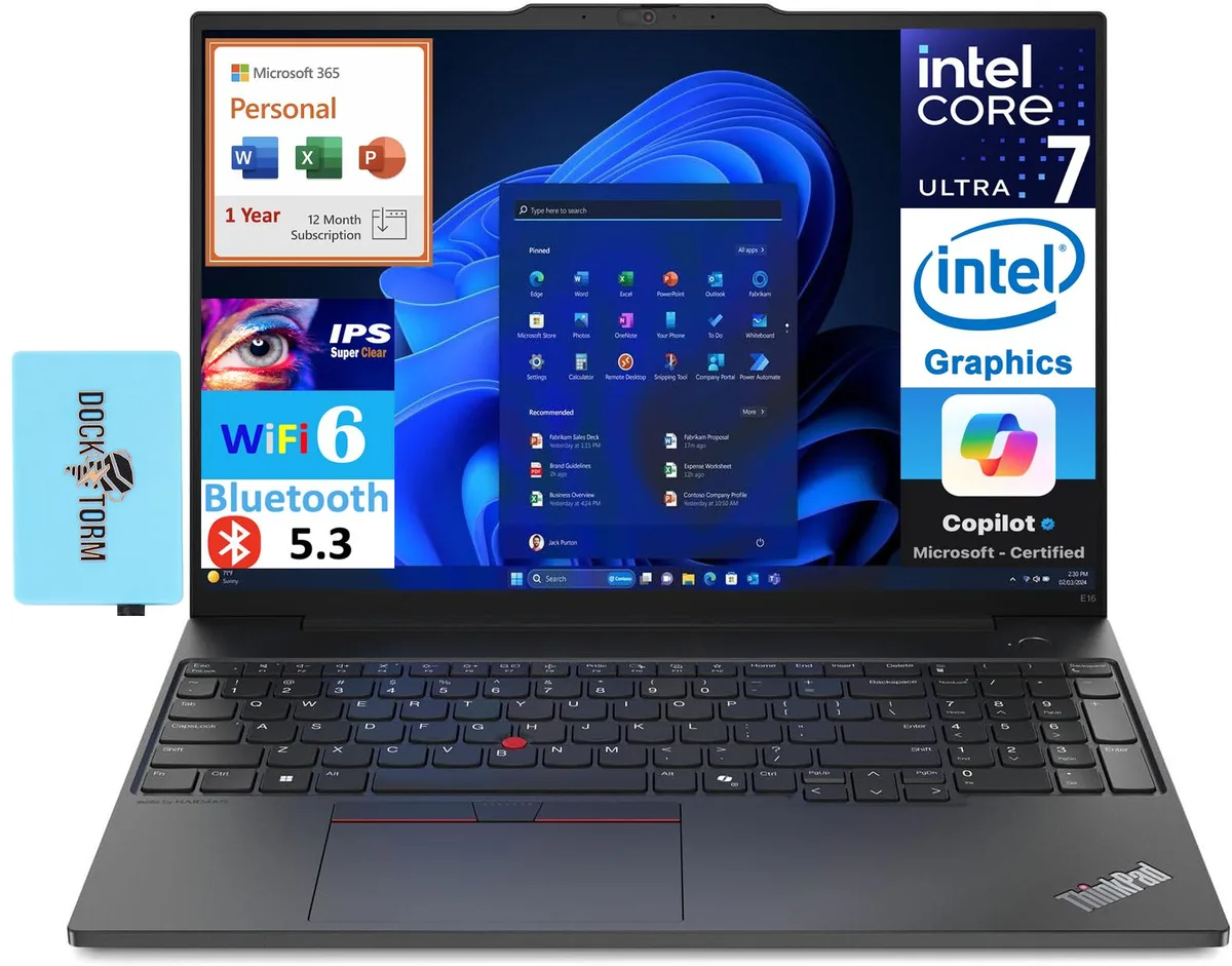 Lenovo Lenovo ThinkPad E16 Gen 2 laptop Intel Core Ultra 7 155U 8GB DDR5 1TB PCIe SSD 16.0" WUXGA — product photo