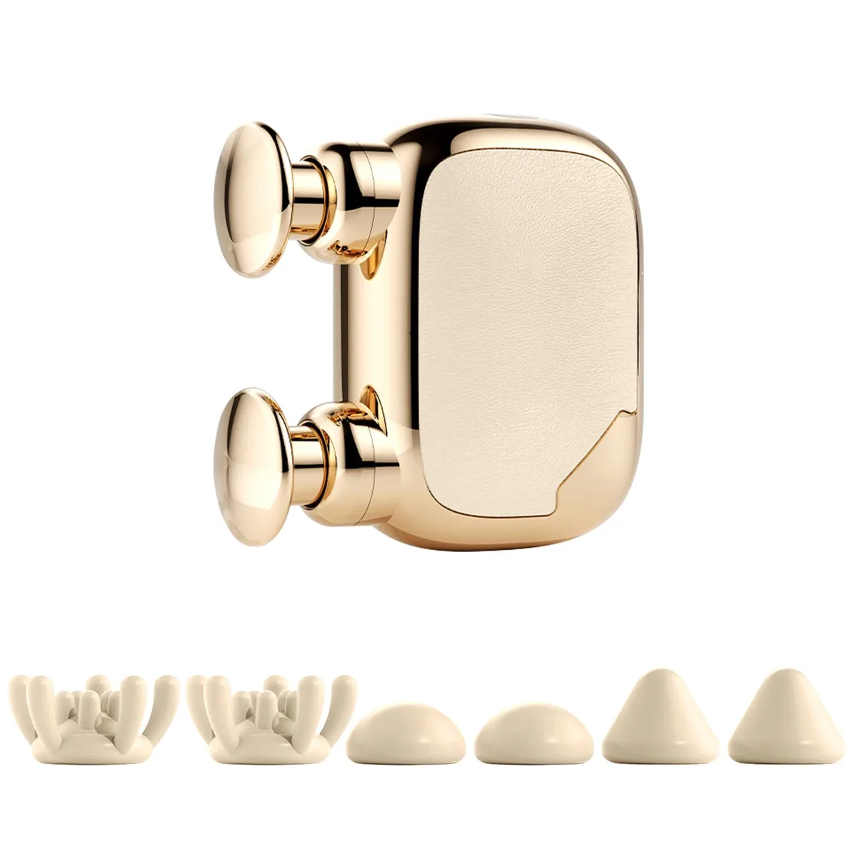 Gold dual-head massage gun with four attachments