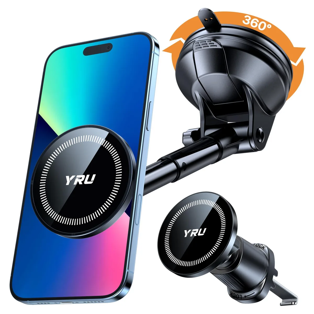  YRU Magnetic Phone Mount Dashboard Black — product photo
