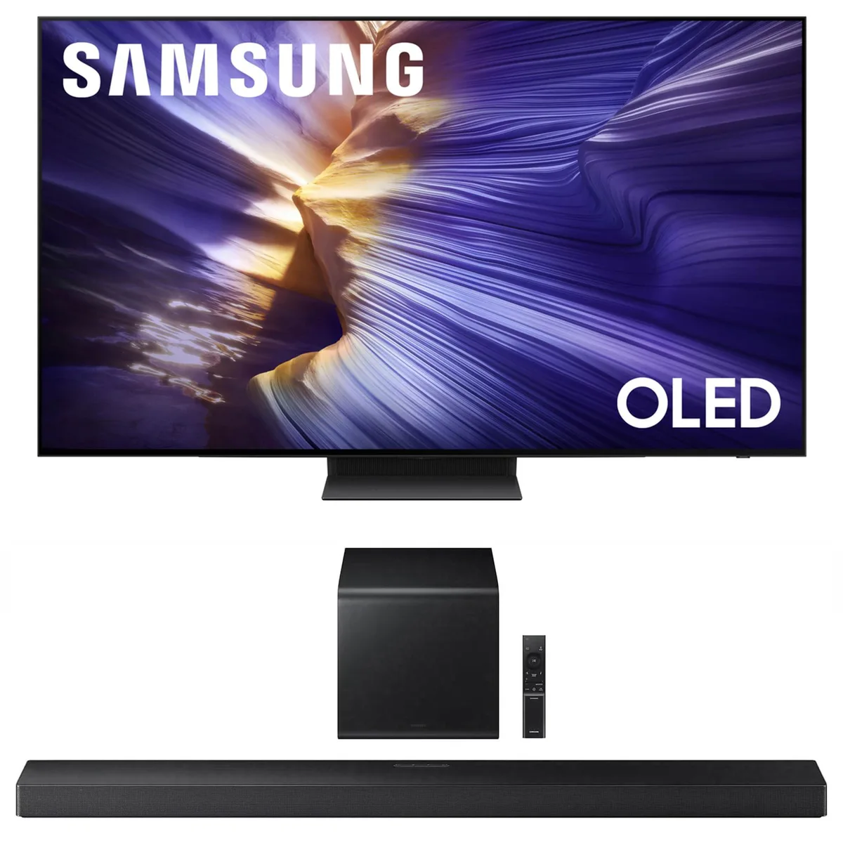 SAMSUNG SAMSUNG S90FA 65" 4K OLED Smart TV 120Hz with HW-QS700F 3.1.2 Ch Soundbar (2025) — product photo