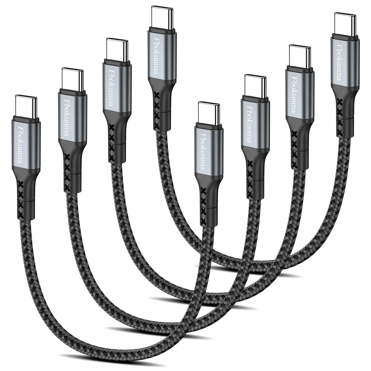  Fbokunma FCC20B4 USB-C to USB-C cable 20 cm 60W 4-pack grey — product photo