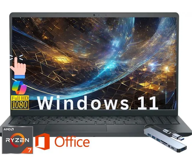 DELL DELL DC15255 15.6" FHD Touch laptop AMD Ryzen 7 7730U 16GB 256GB — product photo