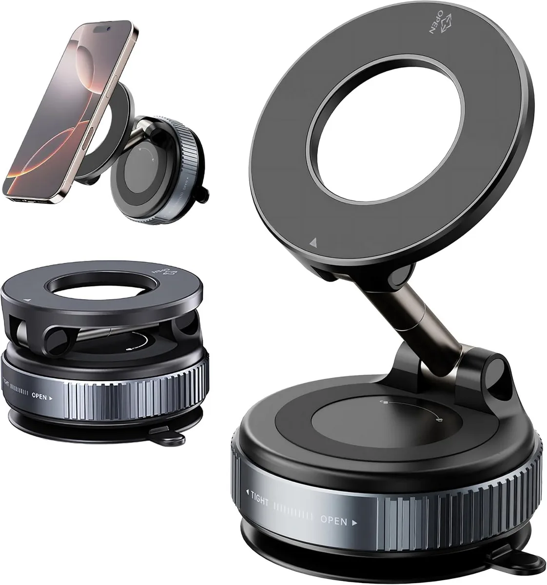 Emazne Emazne Vacuum Magnetic Car Phone Holder 360° Adjustable Foldable Mount — product photo
