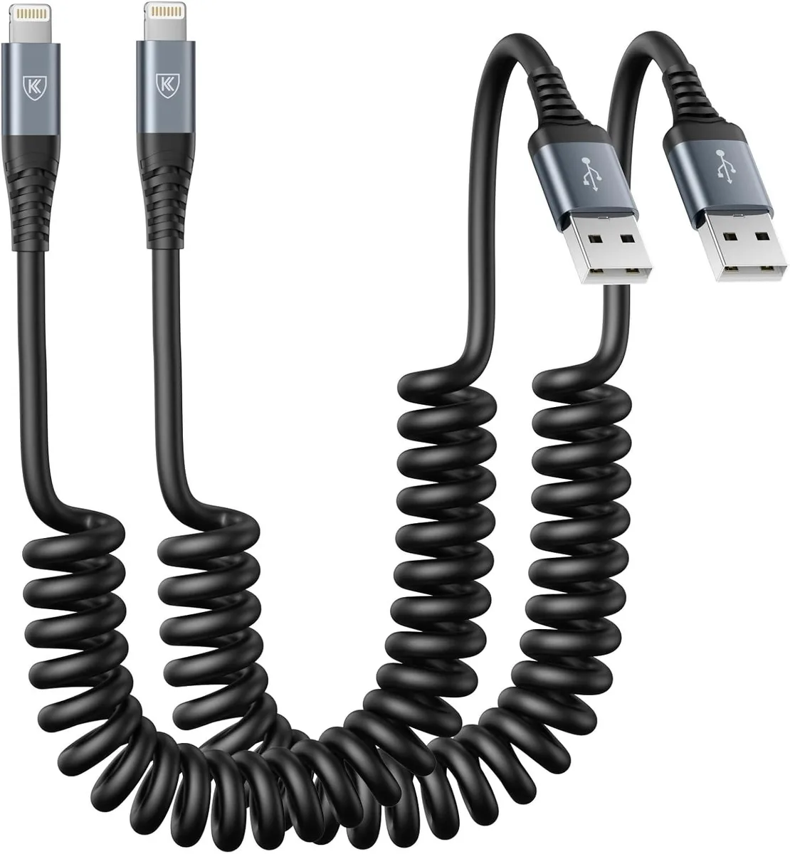 Mobee Mobee Coiled Lightning Cable 3 ft 2 Pack MFi Certified Black — product photo