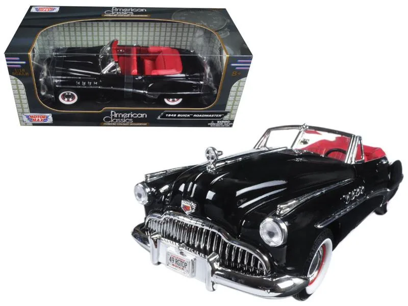 MOTORMAX MOTORMAX 1949 Buick Roadmaster 1/18 Diecast Vehicle Black Red Interior — product photo