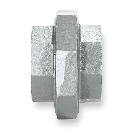 Galvanised malleable iron union fitting with threaded ends