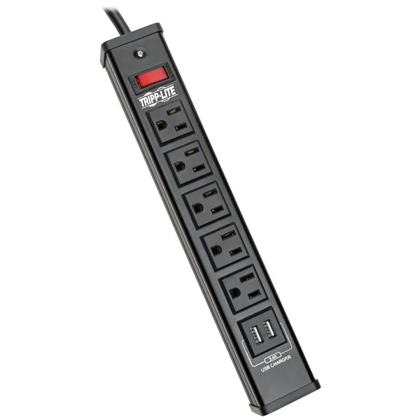 Tripp Lite Tripp Lite TLM526USBB 5-Outlet Surge Protector 450 Joules 6.0 ft 2 USB 2.1 A — product photo