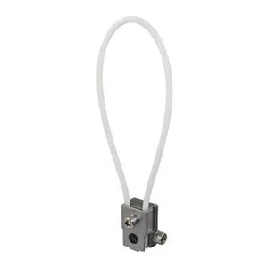 White Delrin rod lever actuator with looped end, 5.5 inches long, 1.19 inches wide