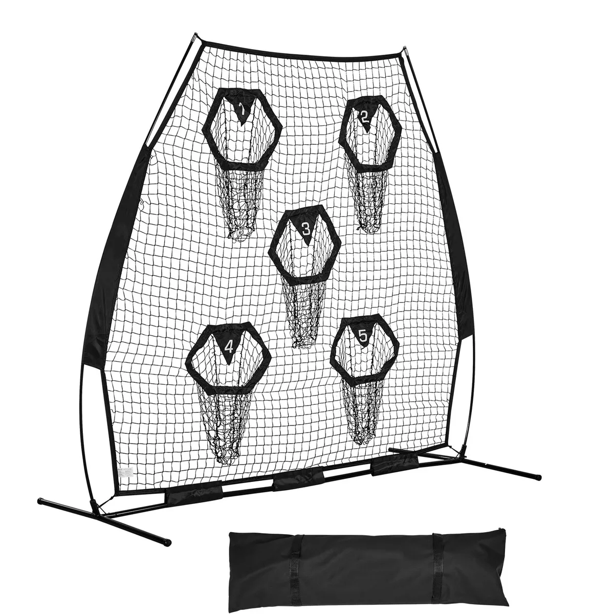 VEVOR VEVOR Football Trainer Throwing Net 7 x 7 ft 5 Target Pockets Black DKS-7701B — product photo