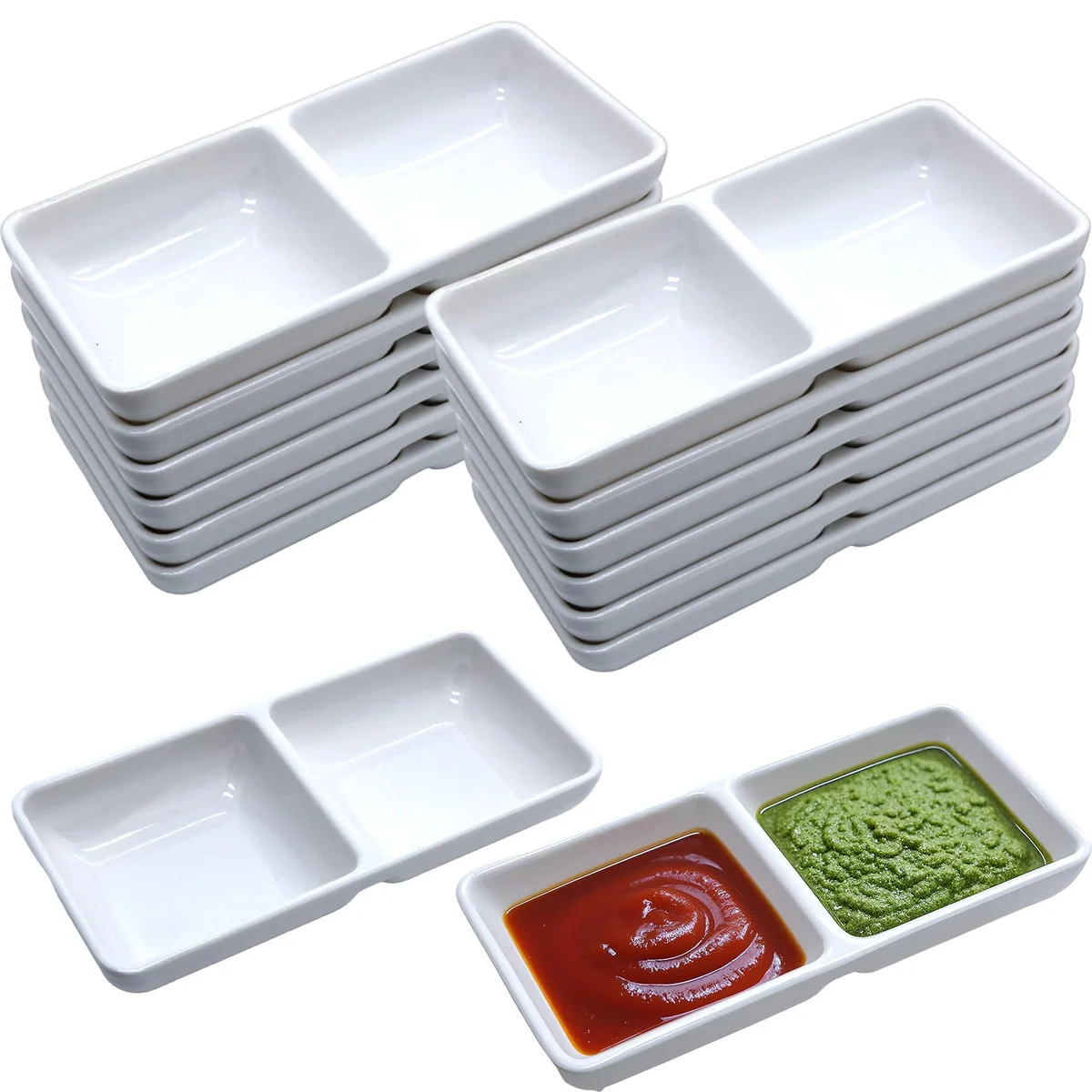 DNBeffulgent DNBeffulgent 12 PCS Dual Dipping Sauce Bowls 2.91 in x 2.91 in x .81 in serveware — product photo