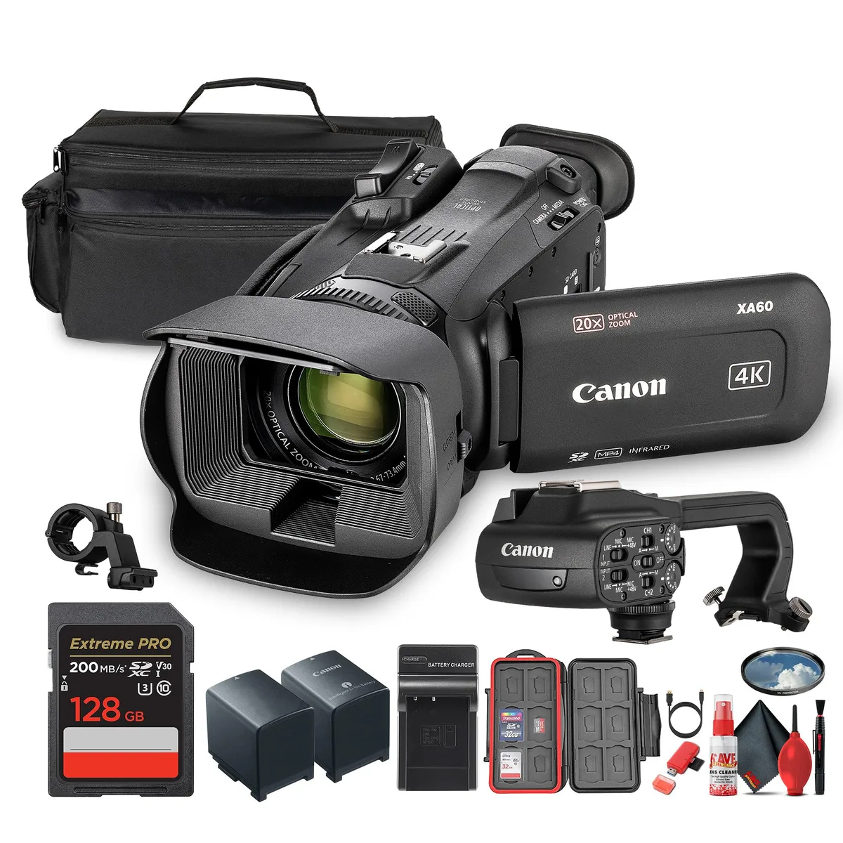 Canon Canon XA60 PAL 4K professional camcorder bundle with 128 GB card — product photo