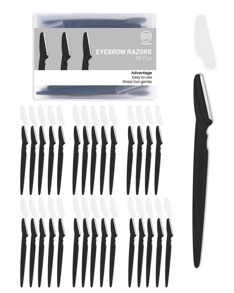 No Sew No Sew Black-1 30 Pcs Dermaplane Razor trimmers for men — product photo