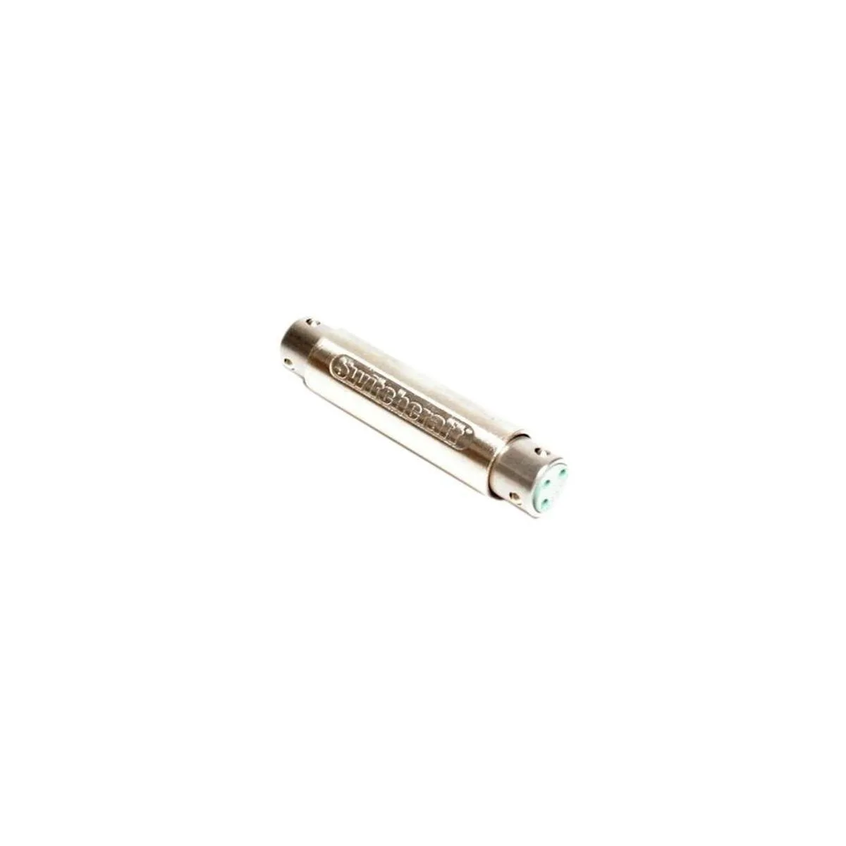 Silver metal XLR 3-pin female-to-female barrel adapter with knurled ends