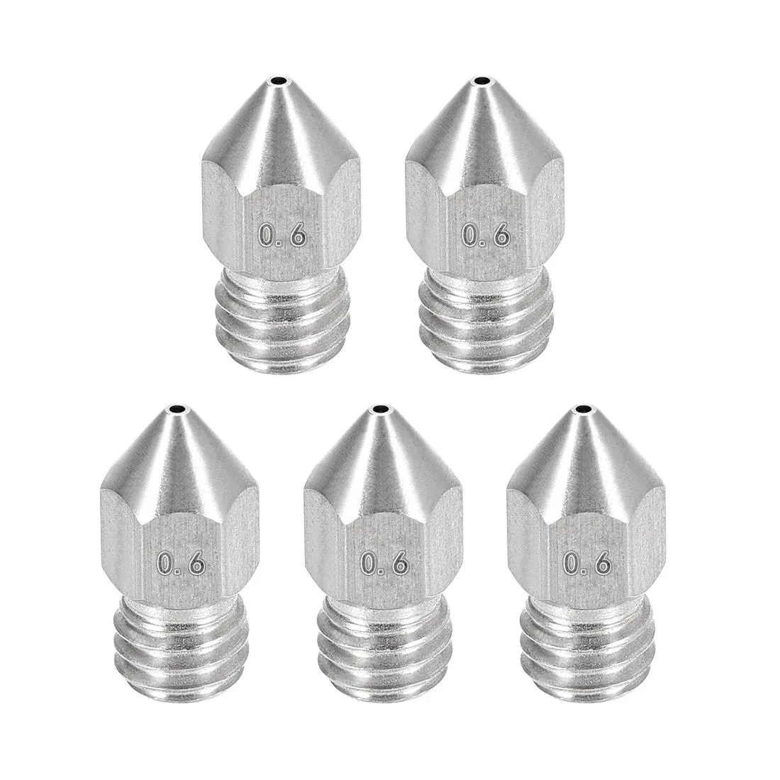 Unique-Bargains Unique-Bargains 0.6mm MK8 Stainless Steel Nozzle 5pcs 1.75mm Filament — product photo