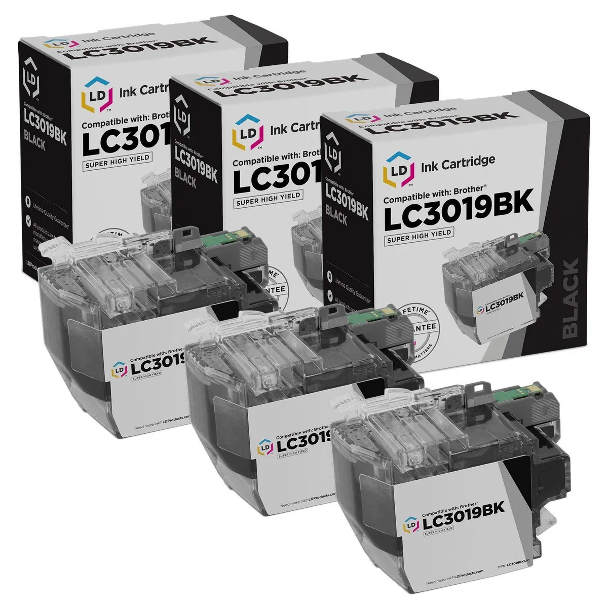 LD Products LD Products LC3019BK super high yield black ink cartridge, 3000 pages, 3-pack — product photo
