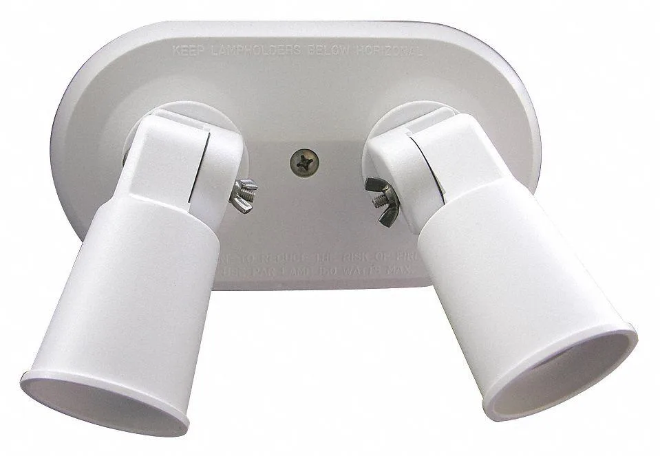 White polycarbonate double PAR38 lampholder kit with two E26 sockets