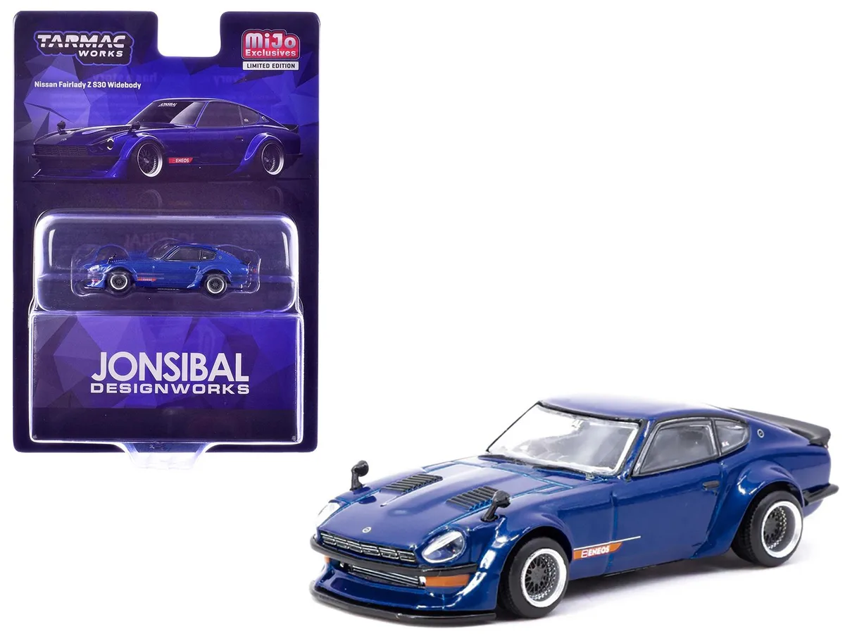 Tarmac Works Tarmac Works Nissan Fairlady Z S30 Widebody RHD Jon Sibal Blue Metallic Global64 1/64 hobby collectible — product photo