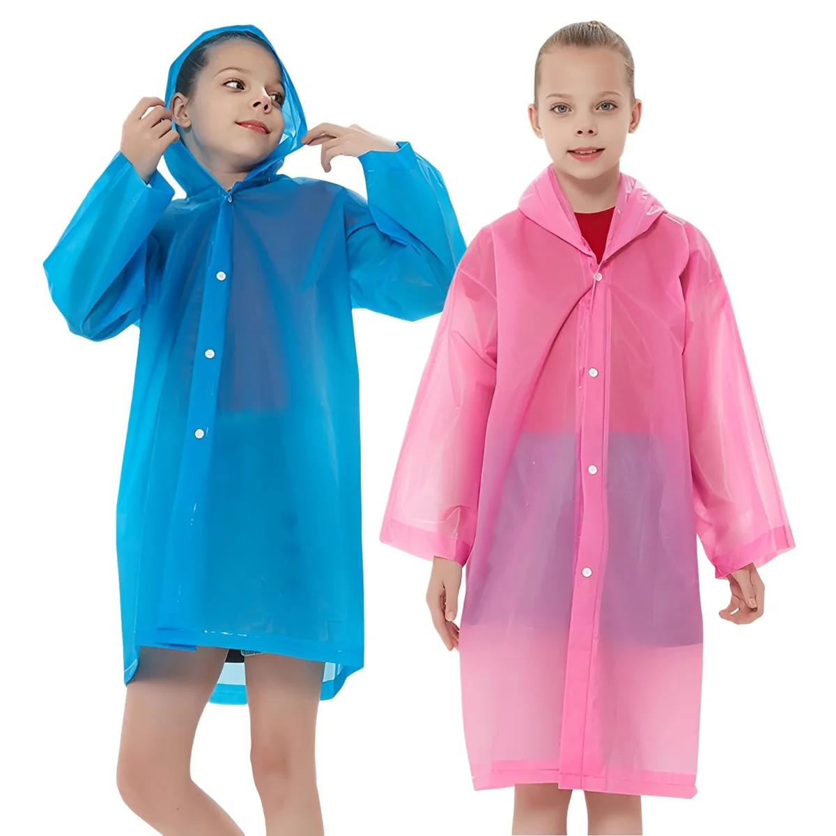 UPSEN Raincoats 2-Pack EVA Poncho Pink Blue — product photo