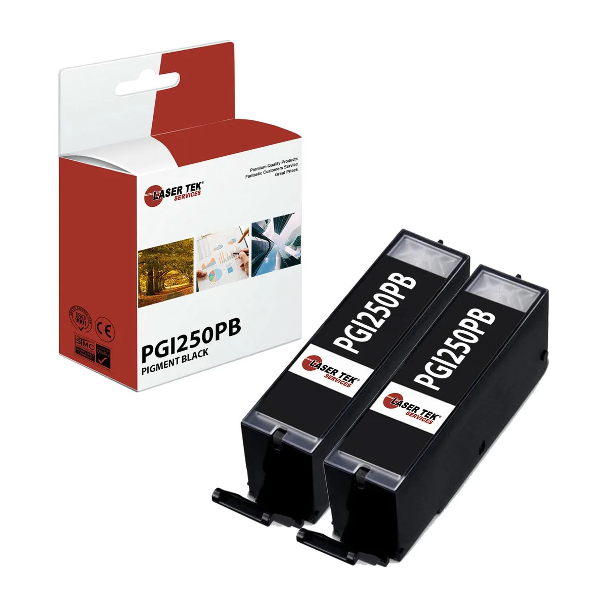 Laser Tek Services Laser Tek Services PGI250PB Pigment Black Ink Cartridge 2 Pack — product photo