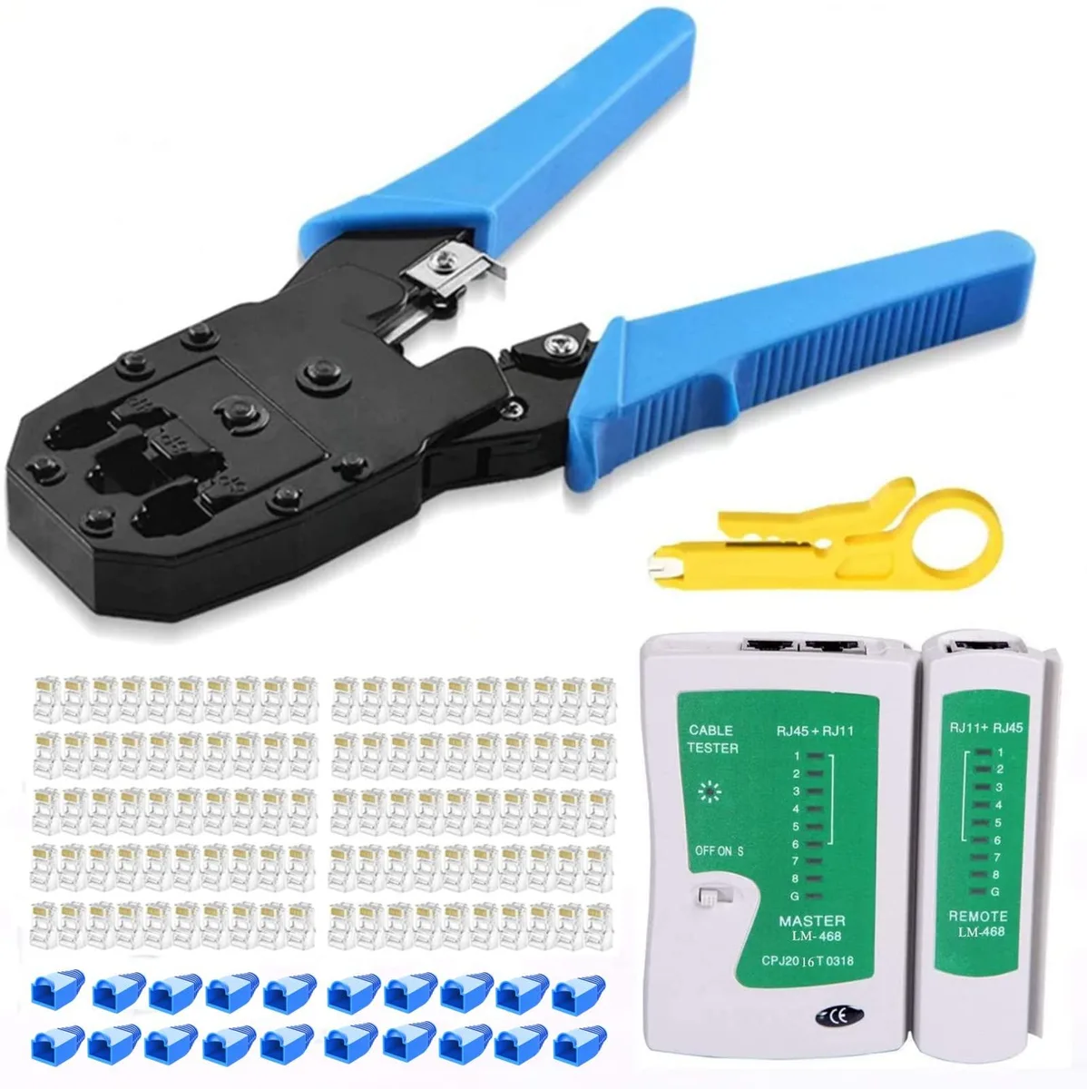 KEHIPI KEHIPI wagj001 electrician tool kit with 100 connectors, 20 covers, tester, stripper — product photo