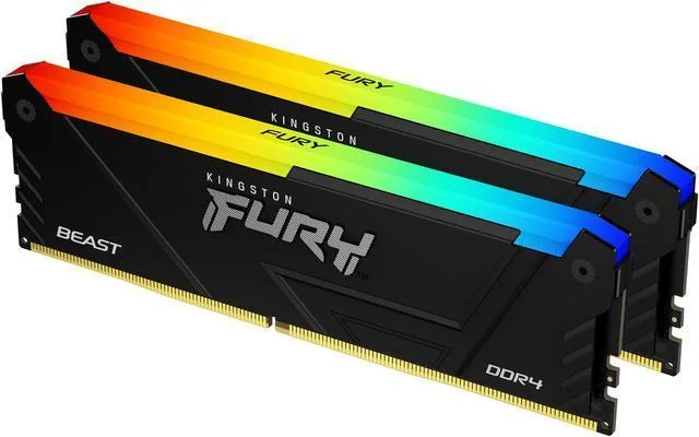 Kingston Technology Corp. Kingston Technology Corp. FURY Beast RGB DDR4 16GB 2x8GB 3200MHz CL16 desktop RAM — product photo