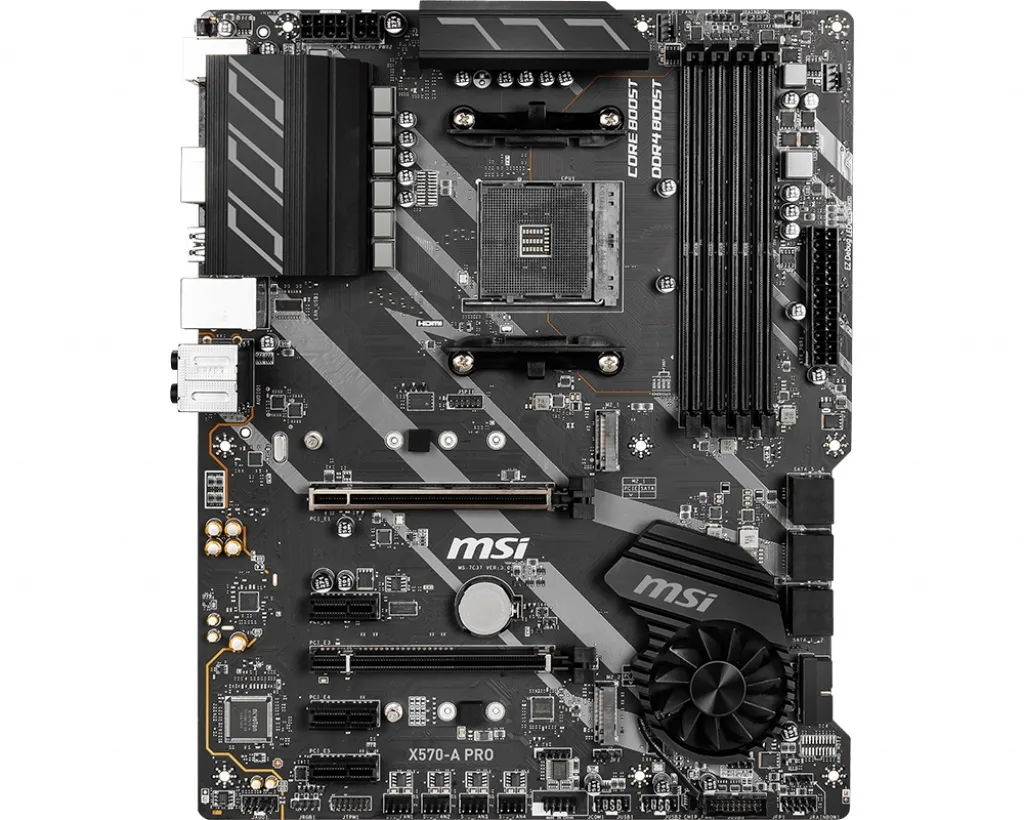 MSI MSI X570-A PRO AMD AM4 DDR4 PCIe 4.0 M.2 HDMI motherboard — product photo