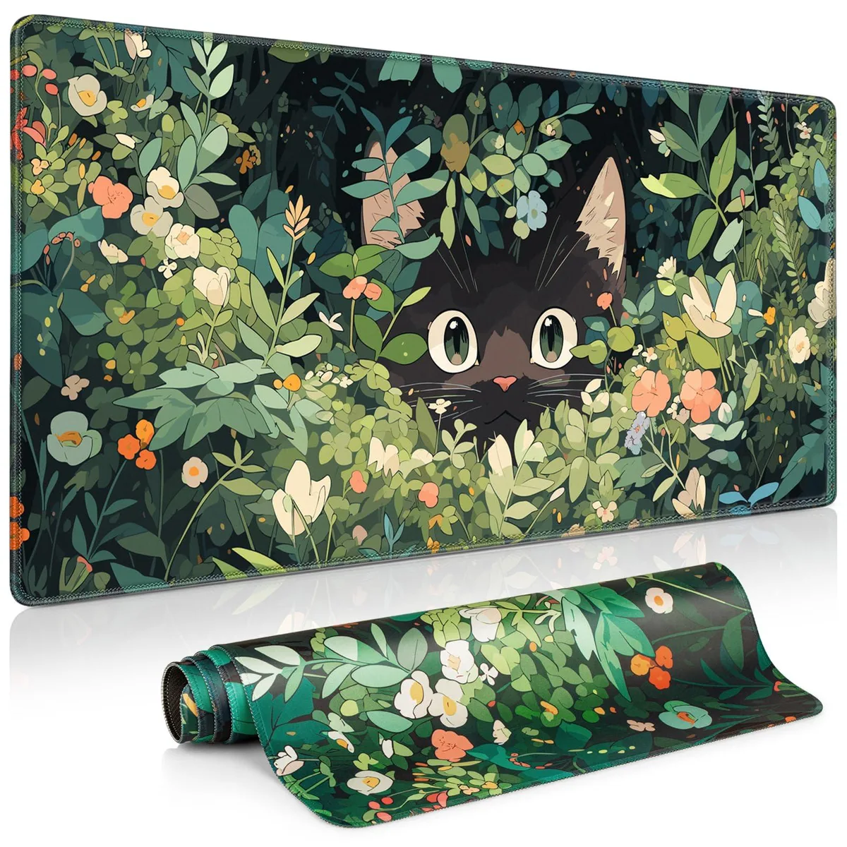  QOMOLAMA Anime Cat Mouse Pad Curious Cat 900×400mm 2mm — product photo