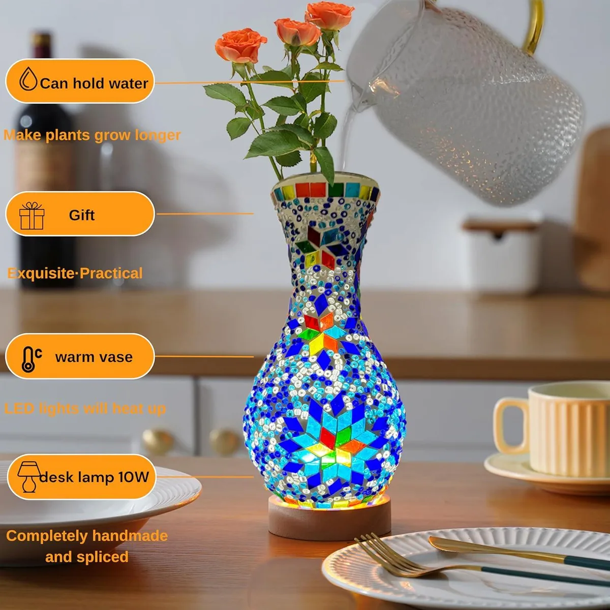 WELLHOME WELLHOME Mosaic Vase Floor Lamp Orange HP01-orange — product photo