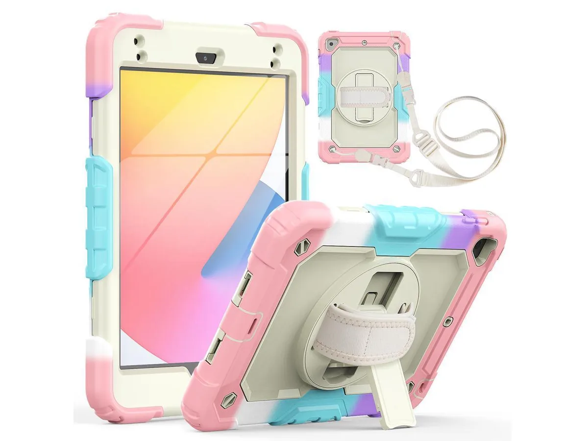 BONAEVER 11 inch shockproof iPad case with built-in screen protector, rotating kickstand, shoulder strap and pencil holder