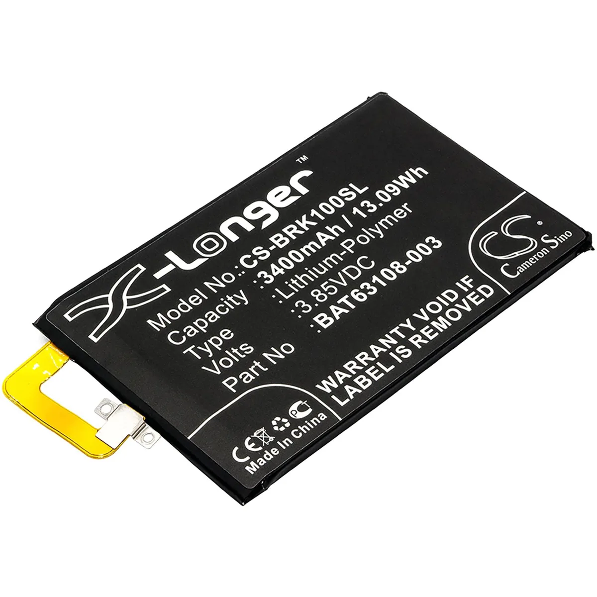 Cameron &amp; Co Cameron &amp; Co DS-CS-BRK100SL cell phone battery 3400mAh 3.85V Li-Polymer Black — product photo