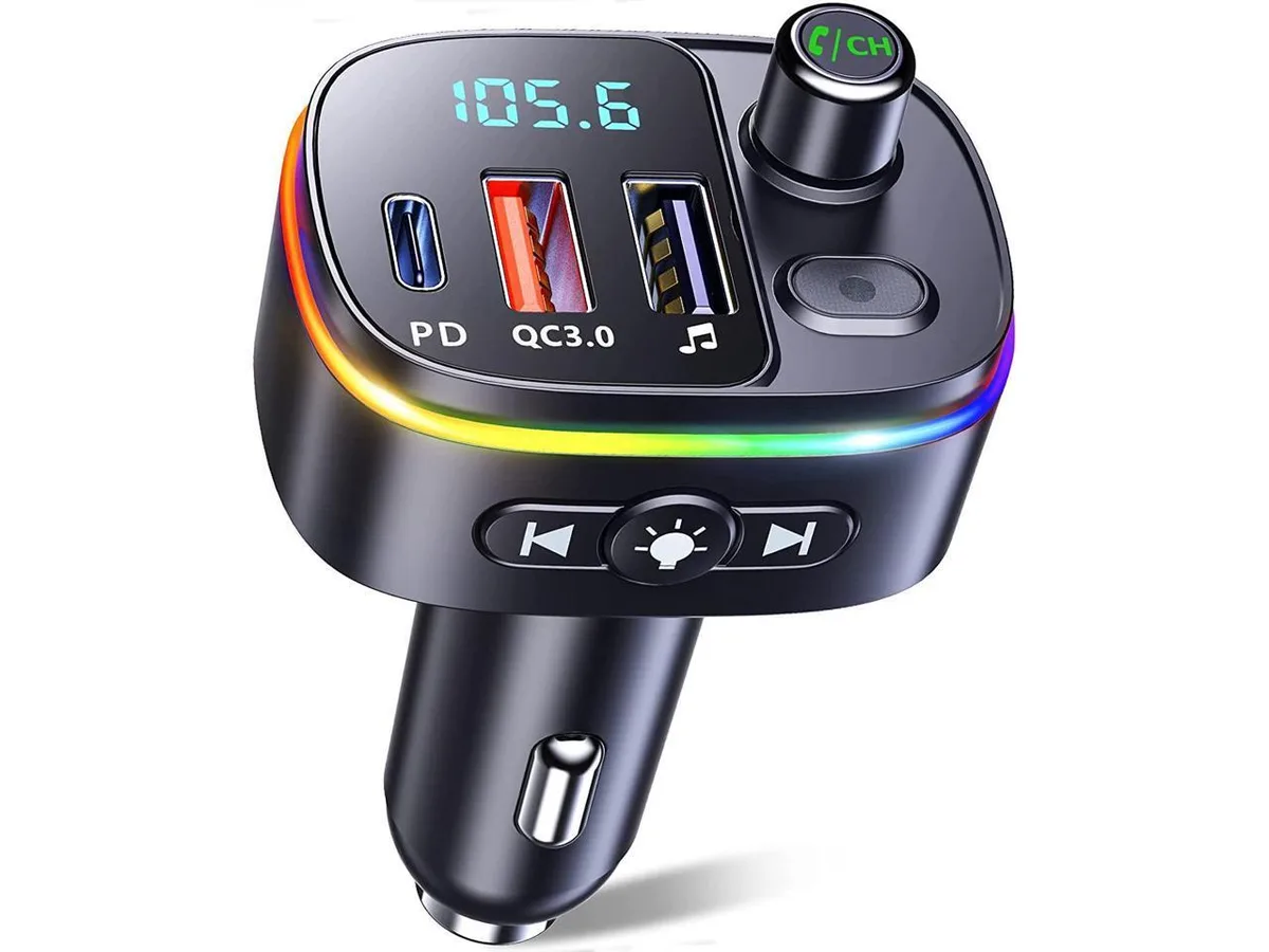 KEHIPI KEHIPI Bluetooth 5.0 FM Transmitter Car Charger PD 18W QC 3.0 RGB Backlit — product photo