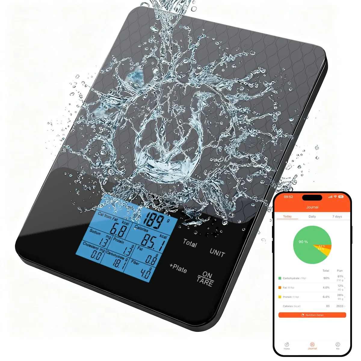 Yellow plastic kitchen scale with app connectivity