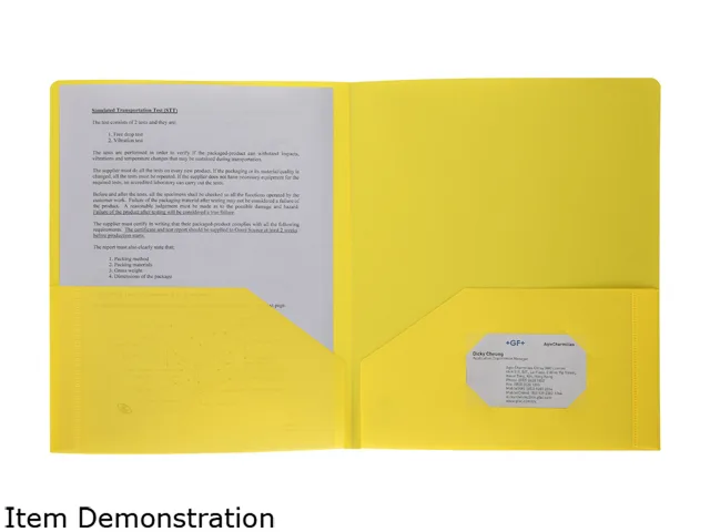 Business Source Business Source 20878 Poly Portfolio 2 Pocket .3mil Yellow accessory — product photo