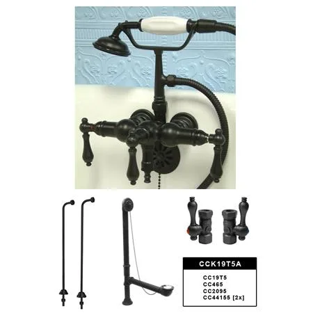 KINGSTON BRASS KINGSTON BRASS CCK19T5A Vintage Wall Mount Down Spout Clawfoot Tub Faucet Package Oil Rubbed Bronze — product photo
