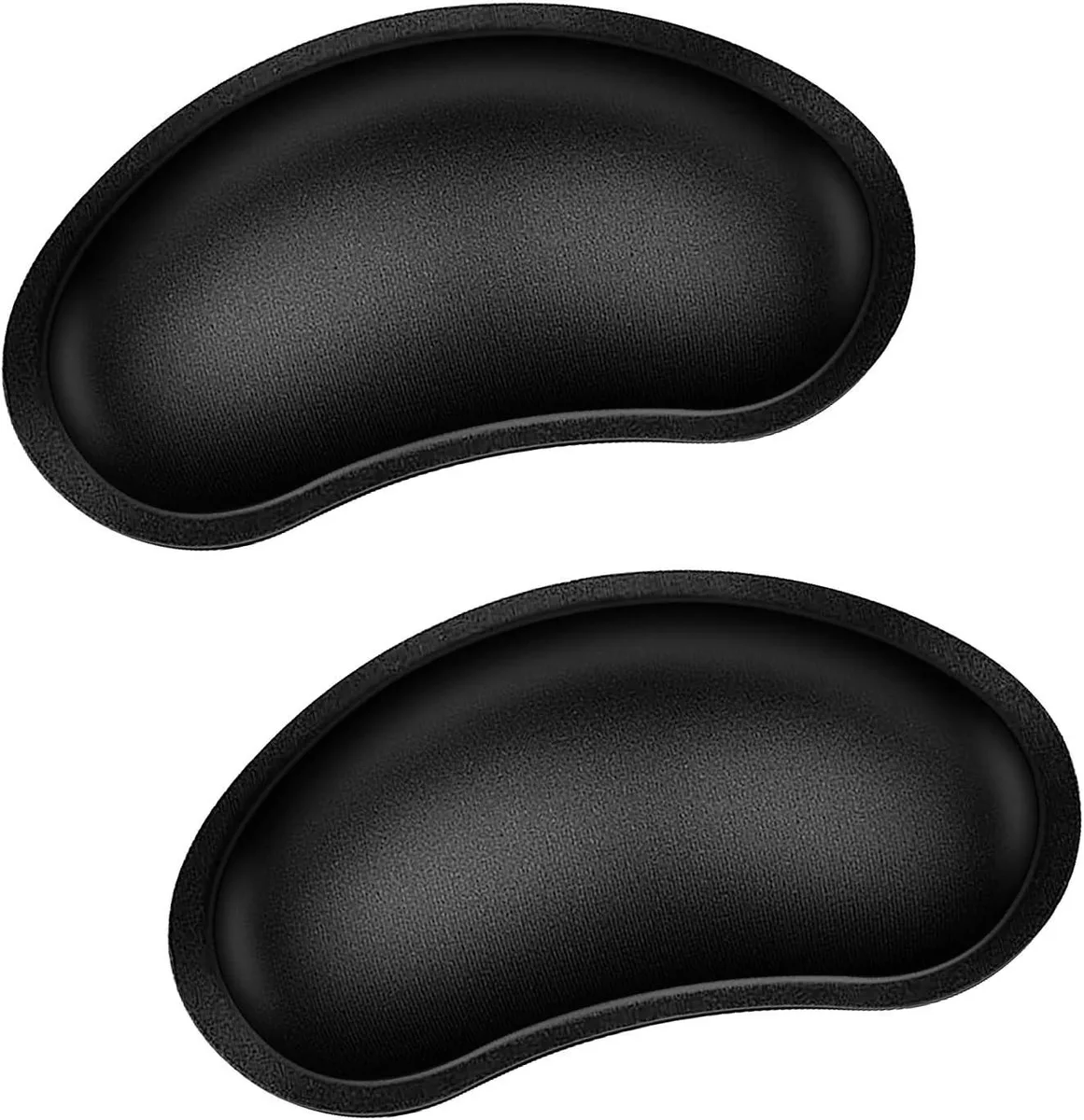 Two black memory-foam wrist rests with fabric tops and rubber bases