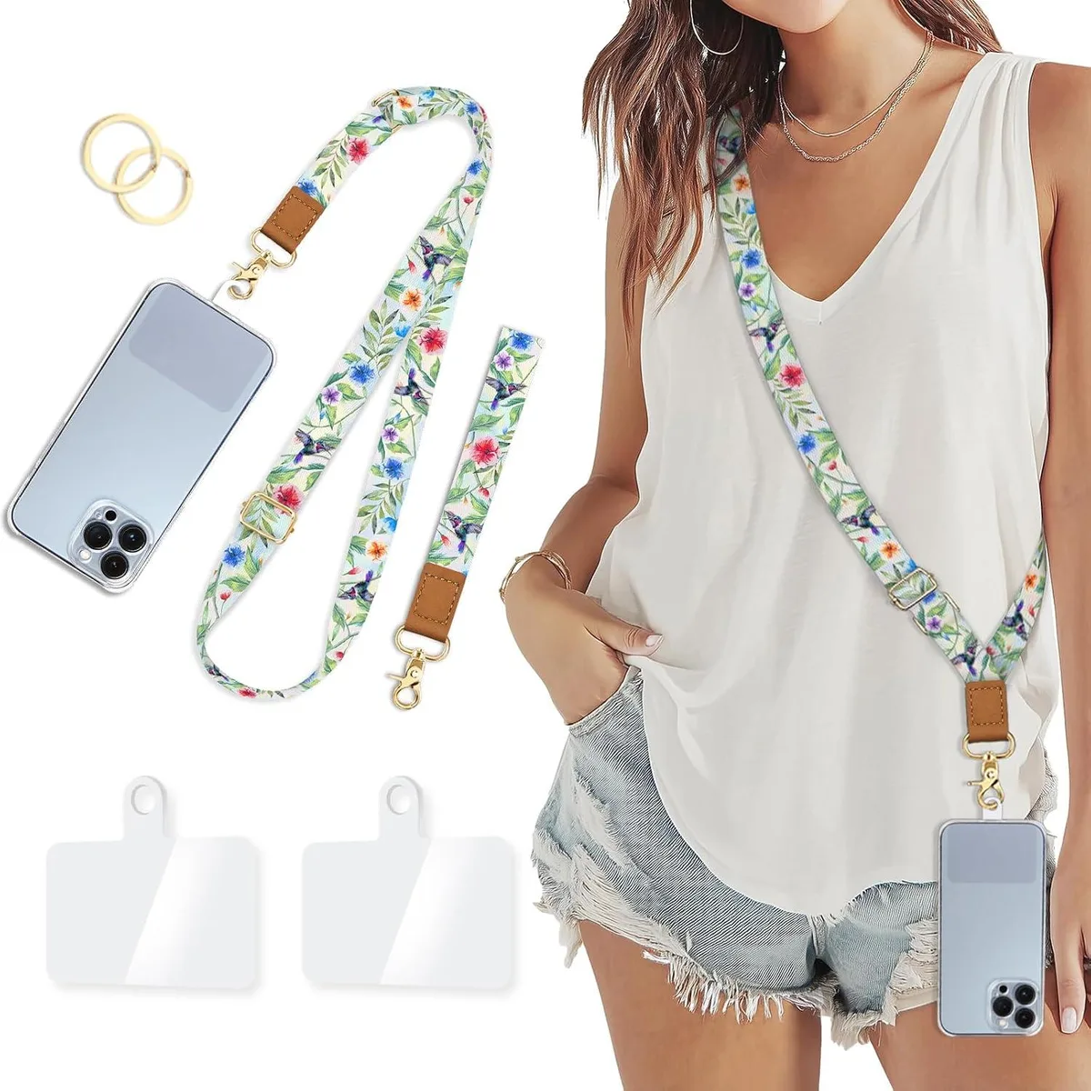 MCHOSE MCHOSE Bird Floral Phone Lanyard Wrist Strap Set — product photo