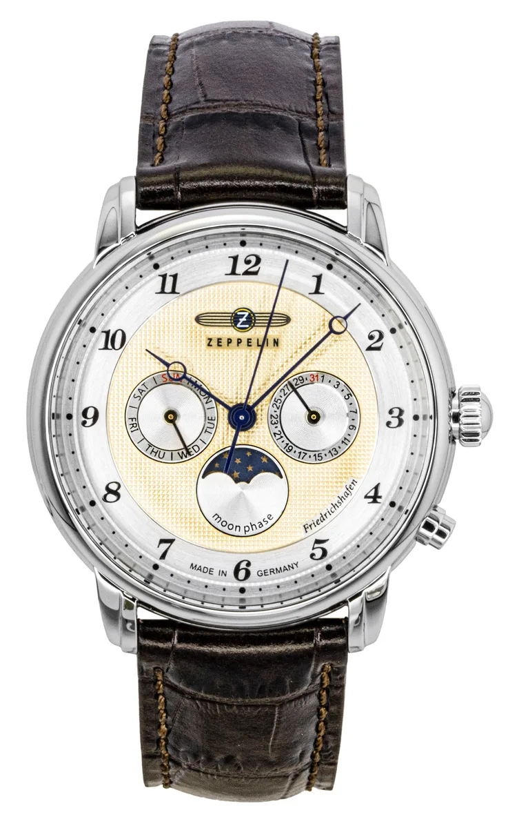 Graf Zeppelin Graf Zeppelin Friedrichshafen 85365 Gold Dial Brown Leather Watch — product photo