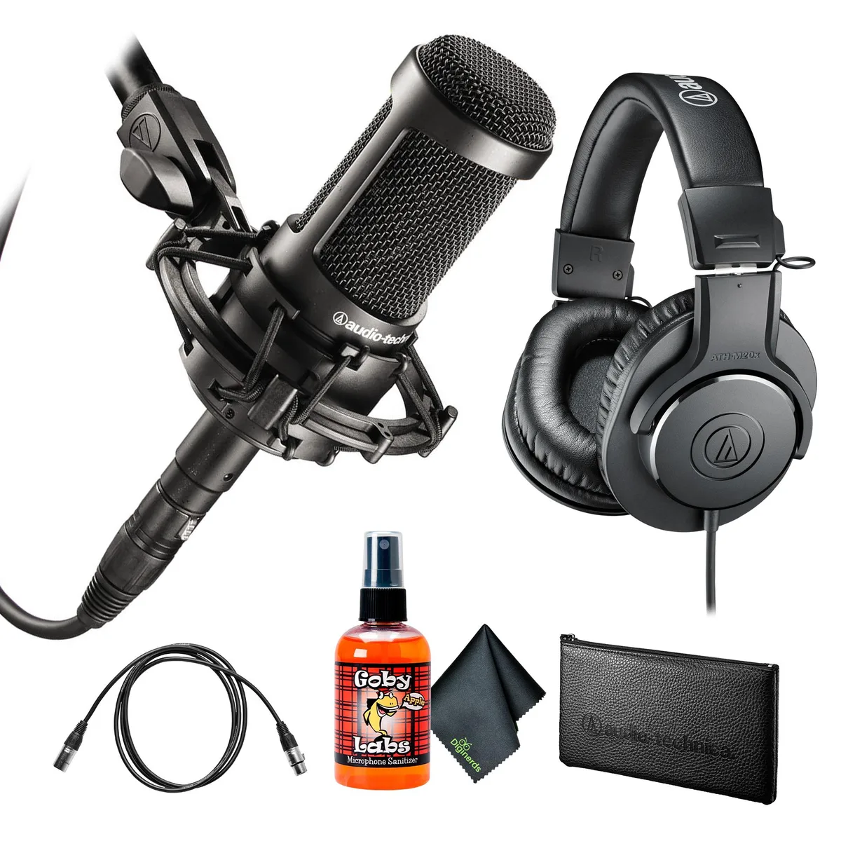 Audio-Technica Audio-Technica AT2035 Cardioid Condenser Microphone with ATH-M20x Headphones and Boom Arm — product photo