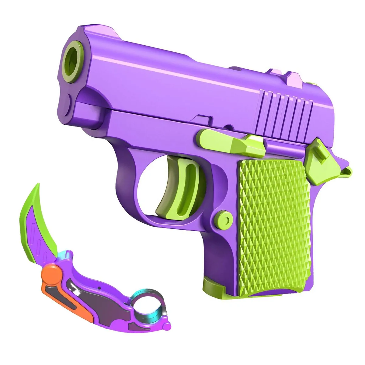 Fidget Pistol Toys 3D Printed Mini Pistol with Gravity Claw Knife (Set 1) — product photo