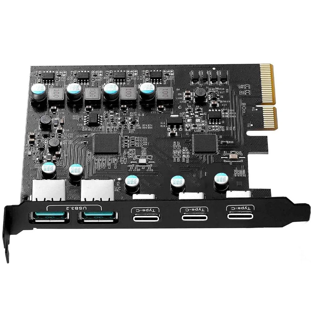 ESTONE ESTONE PCIE22A3C3.2 5-Port USB 3.2 PCIe Expansion Card (3× USB-C, 2× USB-A) 10 Gbps — product photo