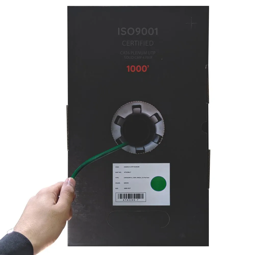 ATS Cables ATS Cables Cat6 Plenum 1000 ft 550 MHz Green network ethernet cable — product photo