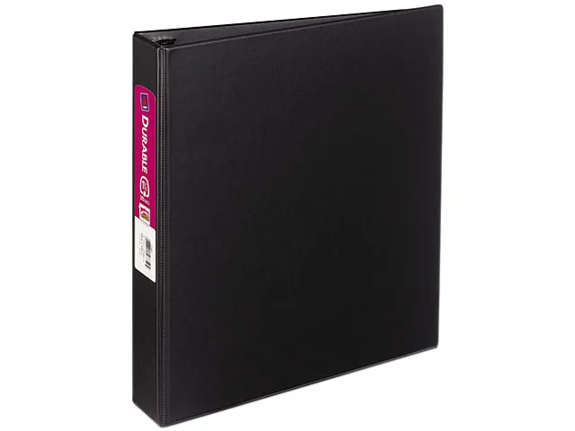 Black Avery binder with slant rings and textured finish