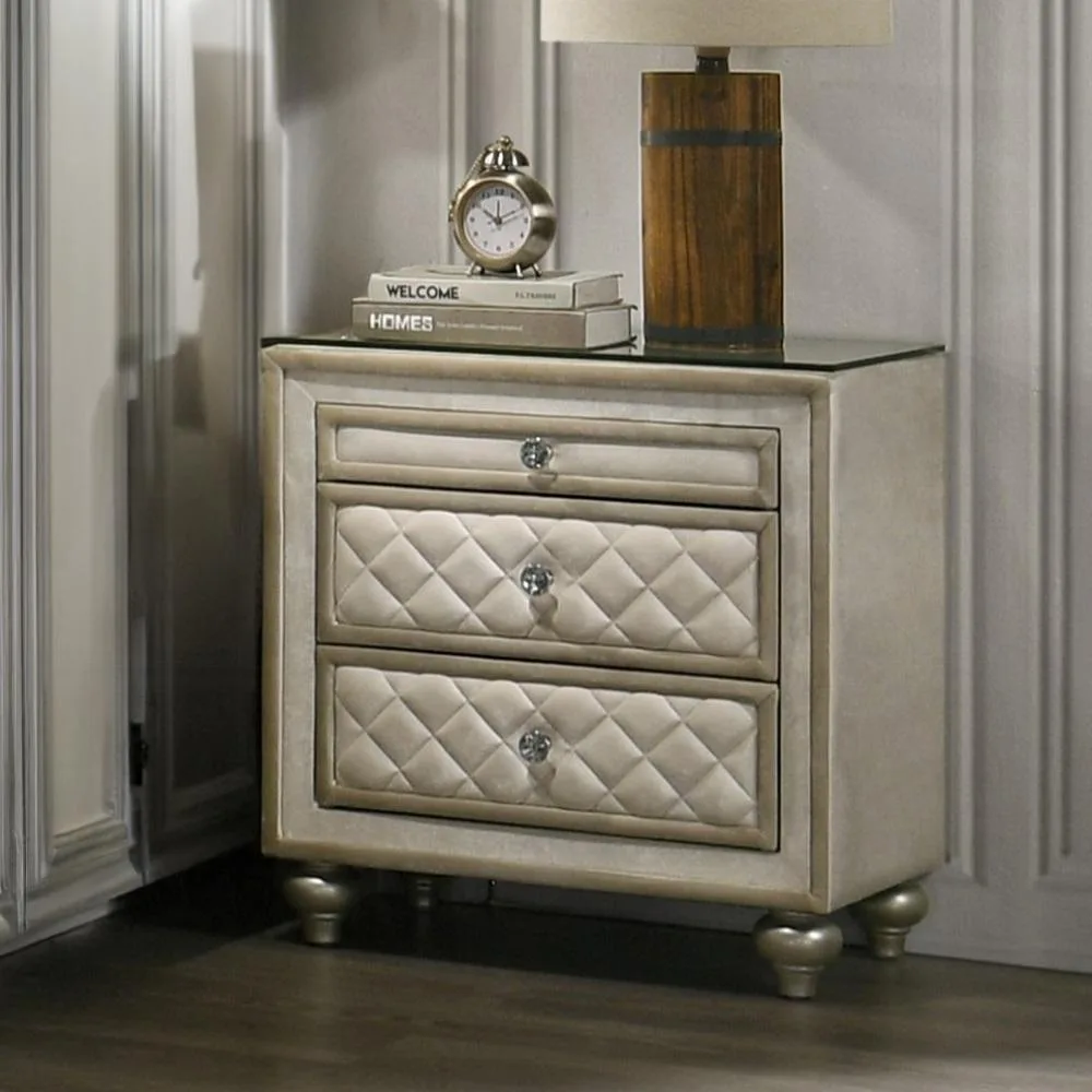 tuphen tuphen Beige 2-Drawer Nightstand 25.75x26x18 — product photo