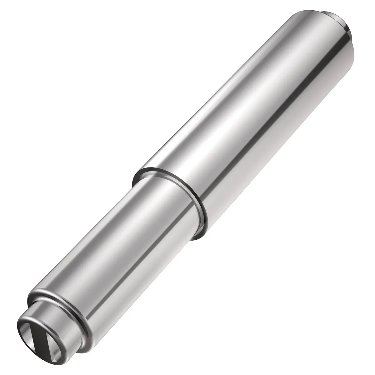 Chrome cylindrical toilet paper roller, 5.62 inches long, reflective mirror finish